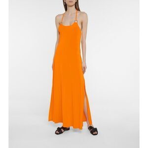 Max Mara Cremona Orange Maxi Dress Small Medium Viscose Blend Beach Resort